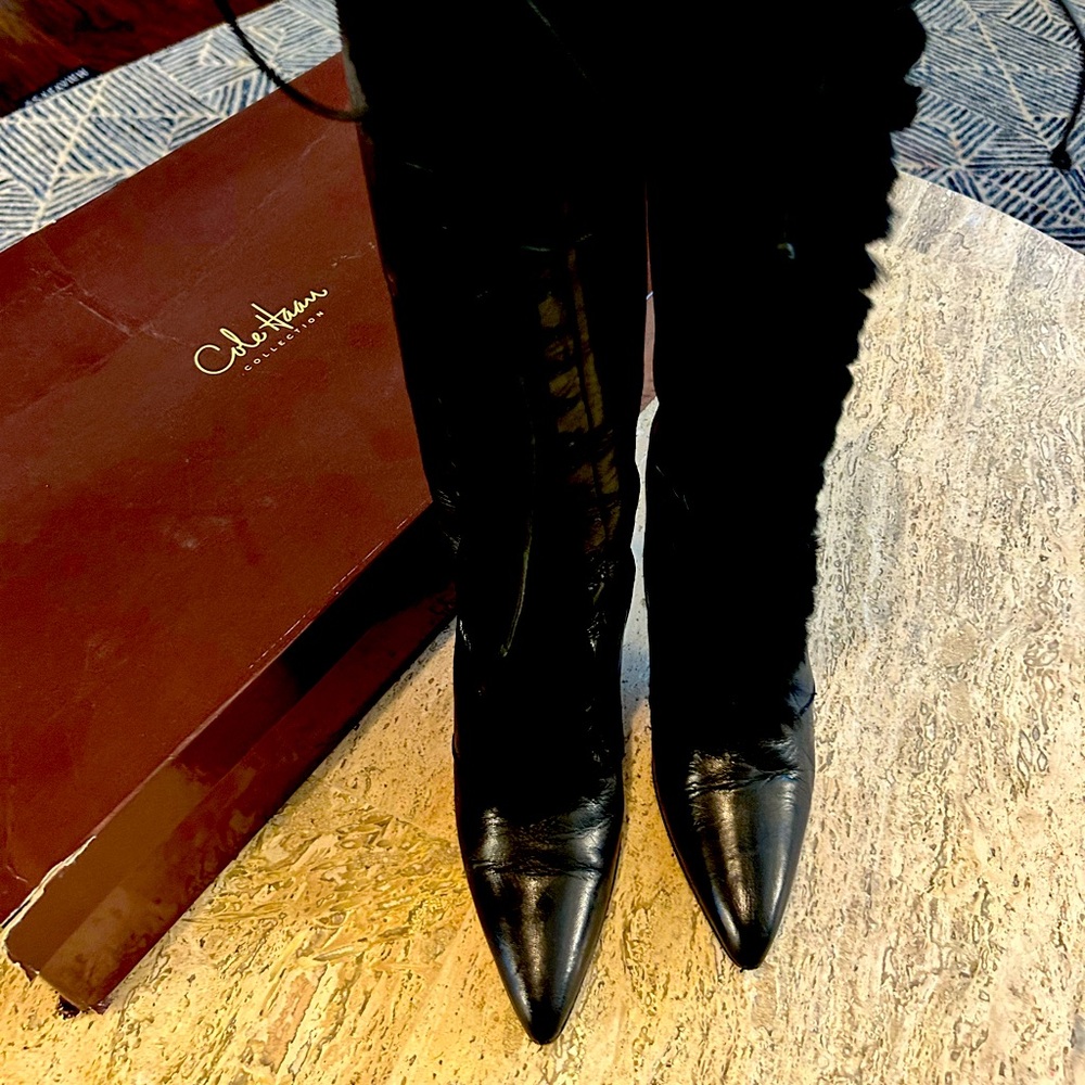 Cole Haan Collection Kidskin Leather and Fur 8.5